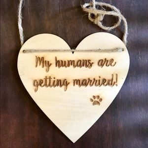 Wooden pet wedding sign